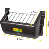 PATURA - Râtelier à Foin en Plastique avec Grille Slow Feeding pour Chevaux, 140L